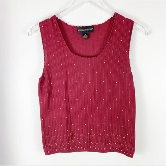 Classiques Entier Vintage‎ Beaded Silk Burgundy Cardigan Sweater Set - Picture 2 of 11